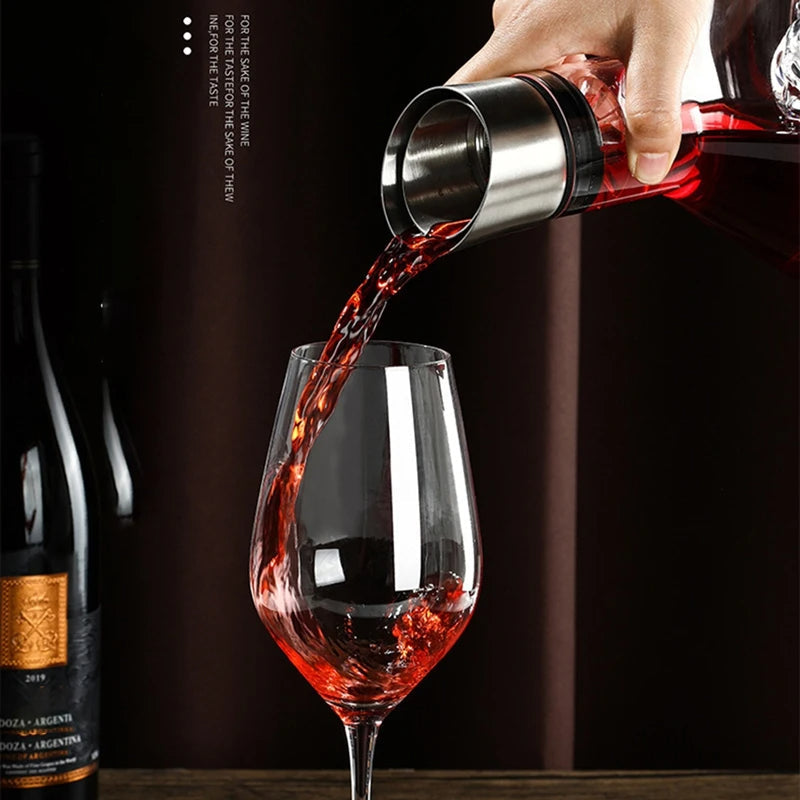 Wijnkaraf – Glas met metaalafwerking – Voor decanteren van wijn