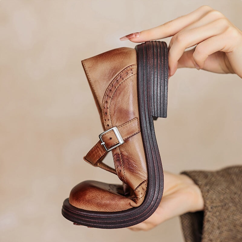 Dames Lederen Schoenen – Met Gesp – Comfortabel en Stijlvol