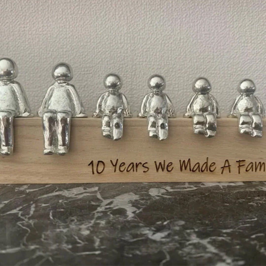 Familiebeeld – Herinneringskunstwerk – Metaal en hout – Voor interieurdecoratie