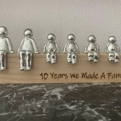 Familiebeeld – Herinneringskunstwerk – Metaal en hout – Voor interieurdecoratie