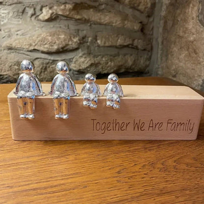 Familiebeeld – Herinneringskunstwerk – Metaal en hout – Voor interieurdecoratie