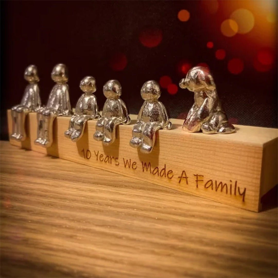 Familiebeeld – Herinneringskunstwerk – Metaal en hout – Voor interieurdecoratie
