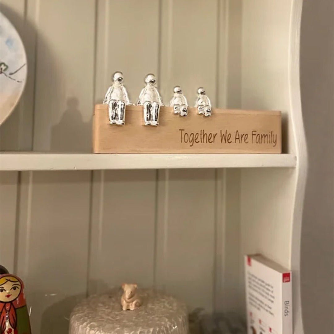 Familiebeeld – Herinneringskunstwerk – Metaal en hout – Voor interieurdecoratie