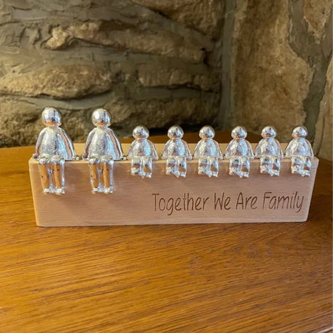 Familiebeeld – Herinneringskunstwerk – Metaal en hout – Voor interieurdecoratie