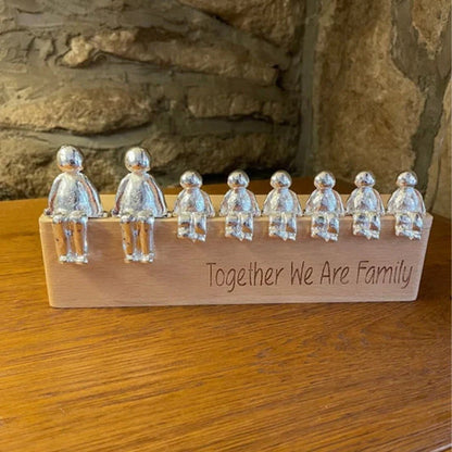 Familiebeeld – Herinneringskunstwerk – Metaal en hout – Voor interieurdecoratie