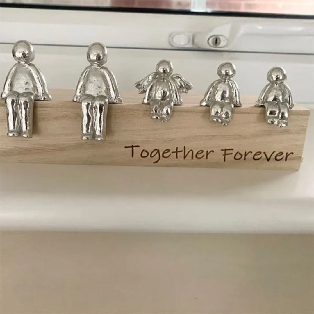 Familiebeeld – Herinneringskunstwerk – Metaal en hout – Voor interieurdecoratie