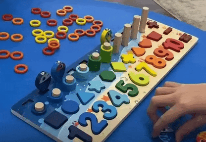 Educatief Houten Puzzelspel – Cijfers, Vormen en Dieren – Voor Kinderen