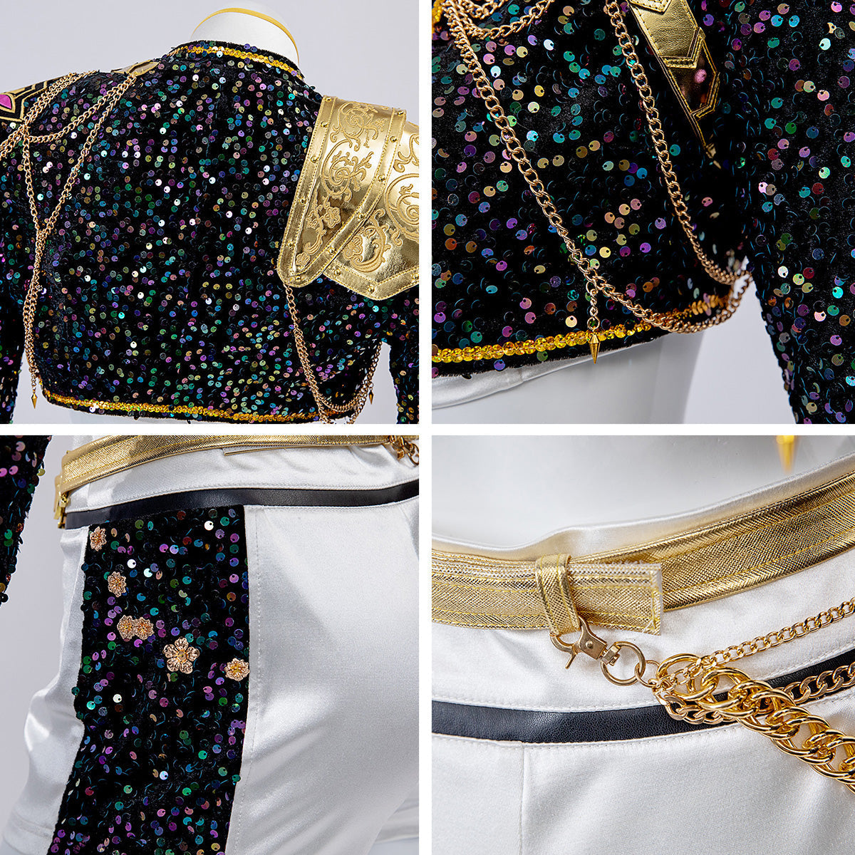 Glitter Halloween kostuum voor meisjes – zwart-gouden details – voor feest