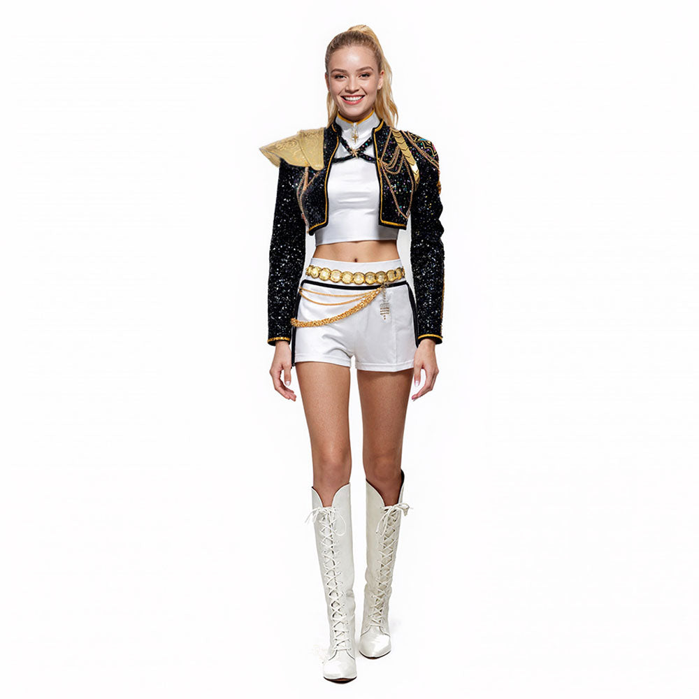 Glitter Halloween kostuum voor meisjes – zwart-gouden details – voor feest