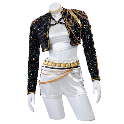 Glitter Halloween kostuum voor meisjes – zwart-gouden details – voor feest