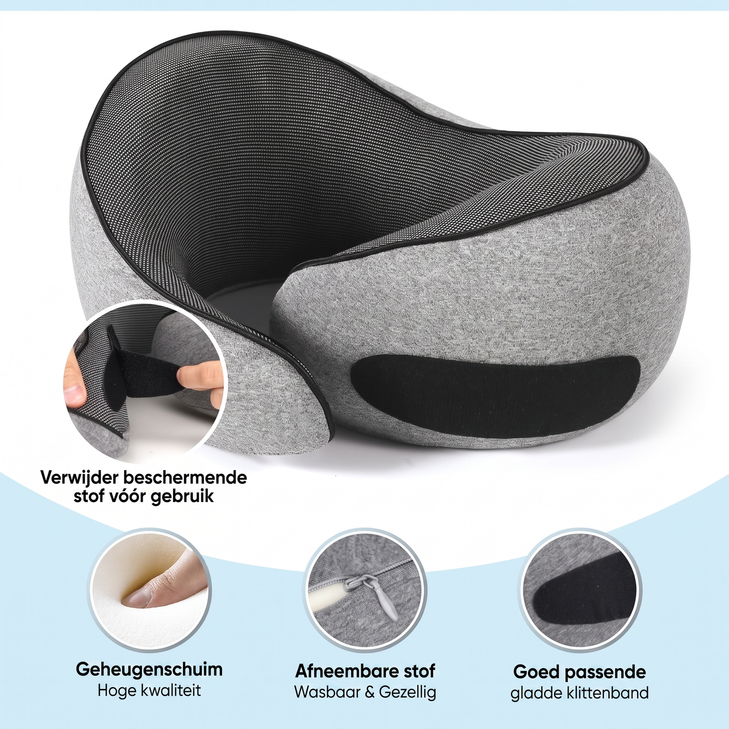 Fittershape Reiskussen – memory foam met kap