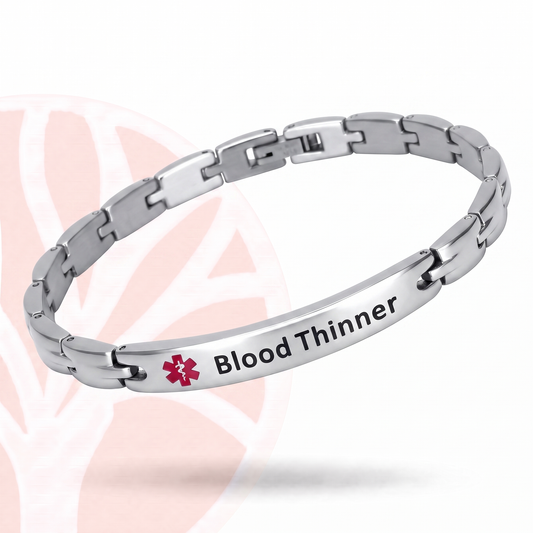 Fittershape Medical Alert ID Bracelet – chirurgisch staal voor dames (bloedverdunner)