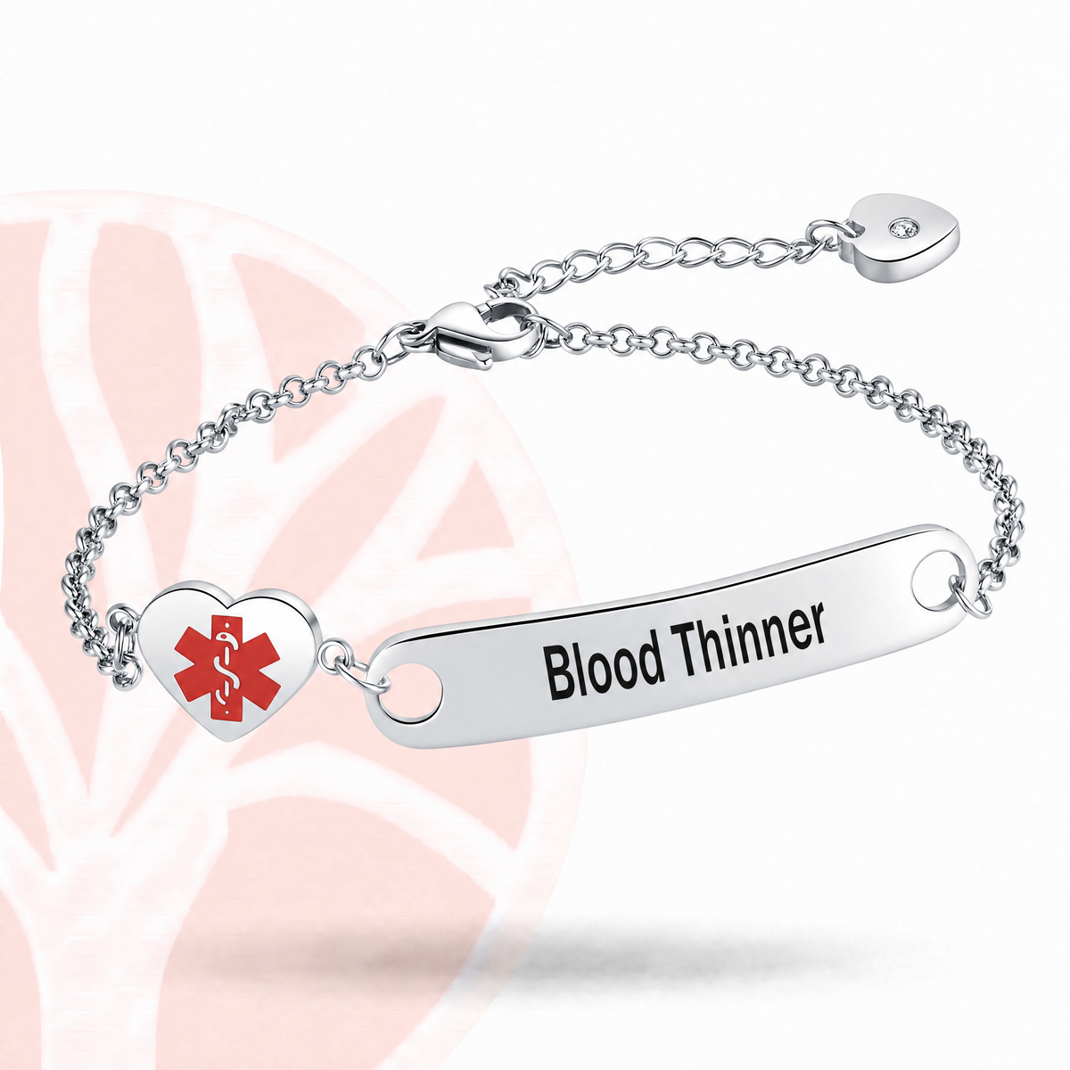 Fittershape Heart Medical Alert ID Bracelet – roestvrij staal voor dames
