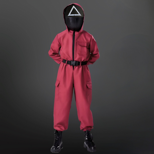 Squid Game Kostuum voor Kinderen – Rood Uniform met Masker