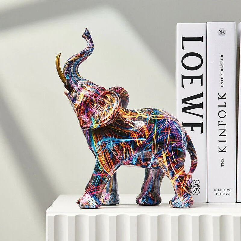 Kunstolifant – Kleurige Patronen – Decoratie voor Woonkamer en Slaapkamer
