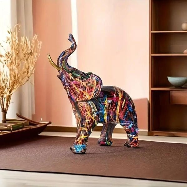 Kunstolifant – Kleurige Patronen – Decoratie voor Woonkamer en Slaapkamer