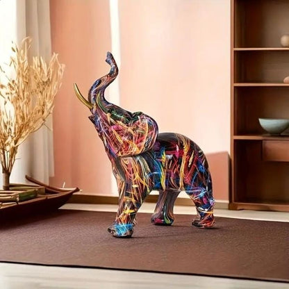 Kunstolifant – Kleurige Patronen – Decoratie voor Woonkamer en Slaapkamer