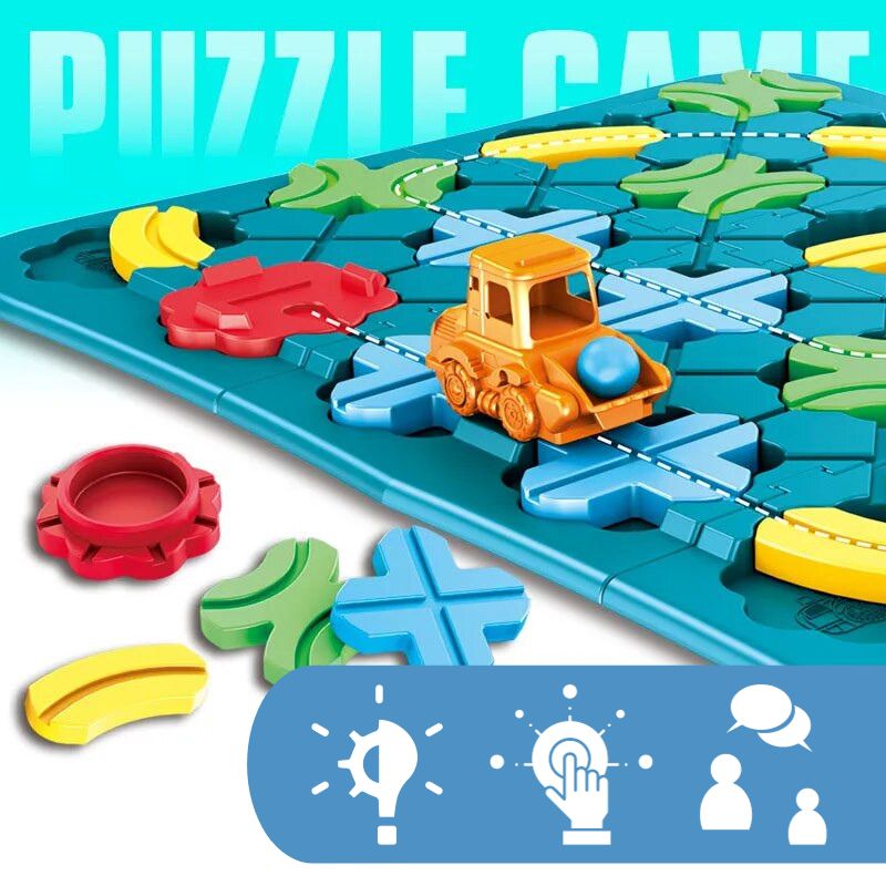 Puzzel Speelset – Wegenspel – Voor Kinderen – Met Kleurige Stukken en Vrachtwagen