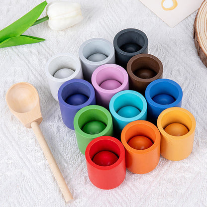 Houten Stapelspeelgoed – Kleurherkenning – Voor Kinderen – Met Houten Lepel