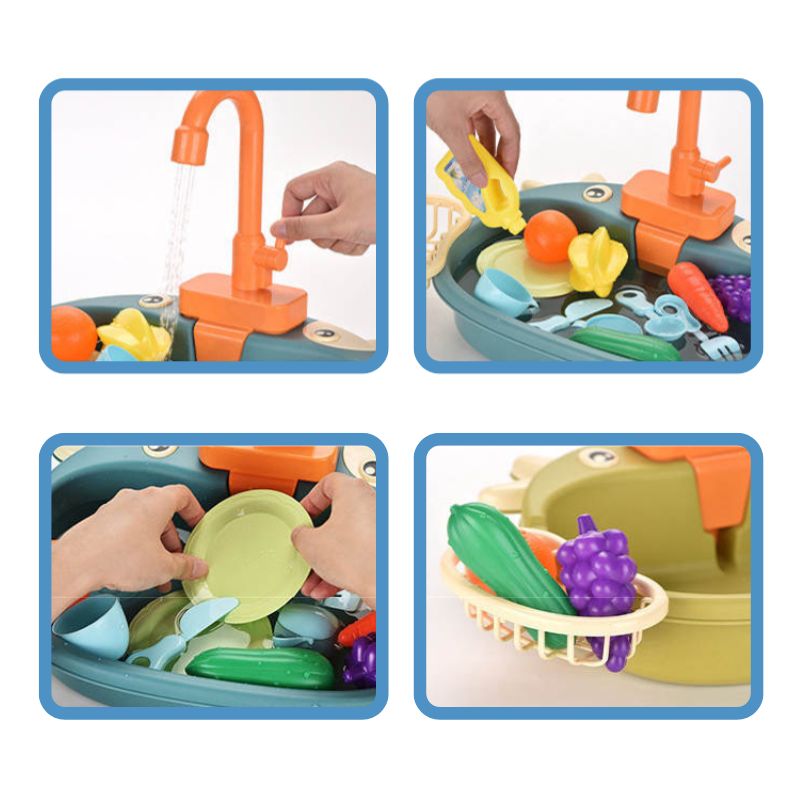 Speelgoed Keukenset – Afwasbak Met Water – Voor Kinderen – Inclusief Borden en Bestek