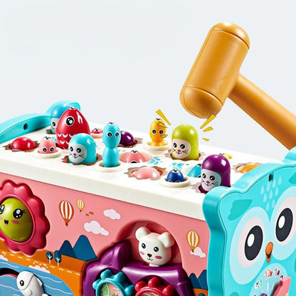 Houten Dieren en Klok Speelset – Voor Kinderen – Met Kloppen en Vissen