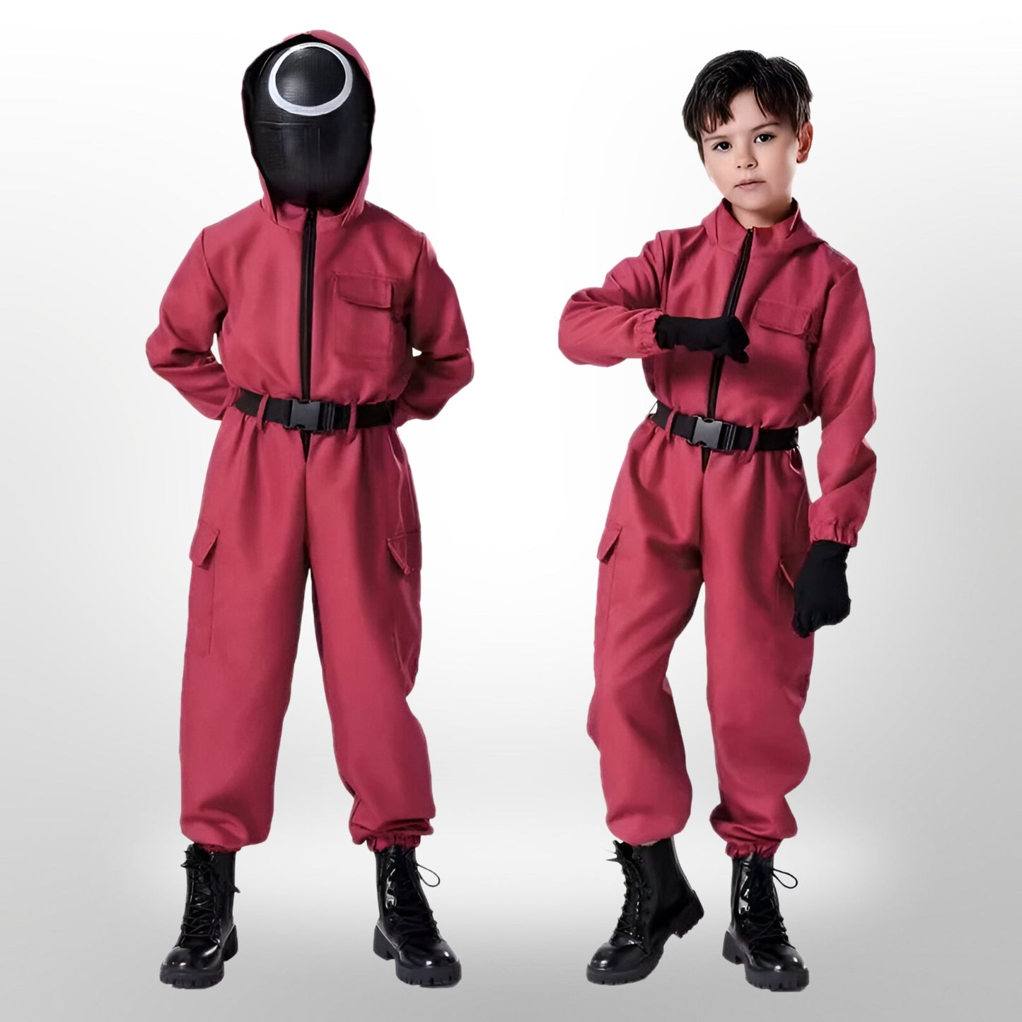Squid Game Kostuum voor Kinderen – Rood Uniform met Masker