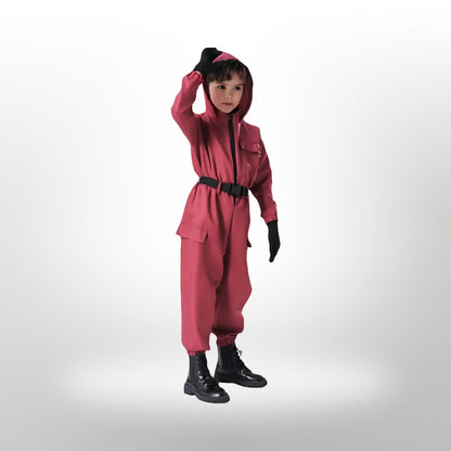 Squid Game Kostuum voor Kinderen – Rood Uniform met Masker