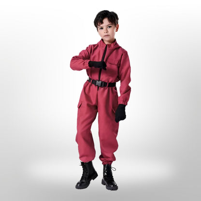 Squid Game Kostuum voor Kinderen – Rood Uniform met Masker