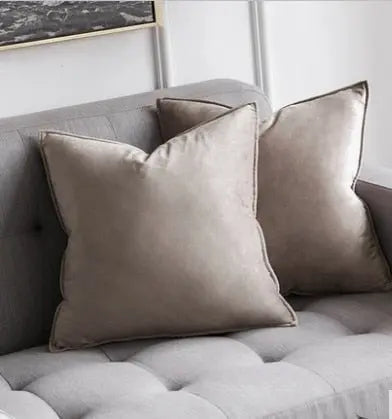 VelvetLux – Luxe Samt Kussenhoes met Flanellen Rand