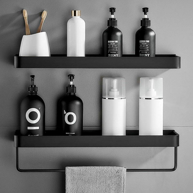 Wandplank – Zwart – Opbergruimte – Voor badkamer & keuken