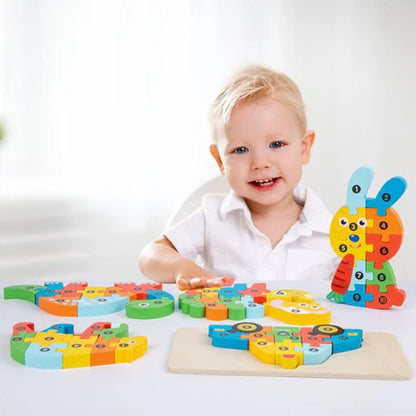 Houten Dieren Puzzel – Educatief – Voor Kinderen – Kleur- en Vormherkenning