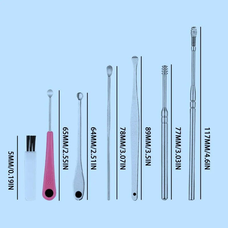 Oorstaafjes Set – RVS – 6 Stuks – Voor Oorreiniging en Verzorging
