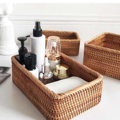 Wicker opbergmand – Verstevigd – Handgemaakt – Voor badkameraccessoires